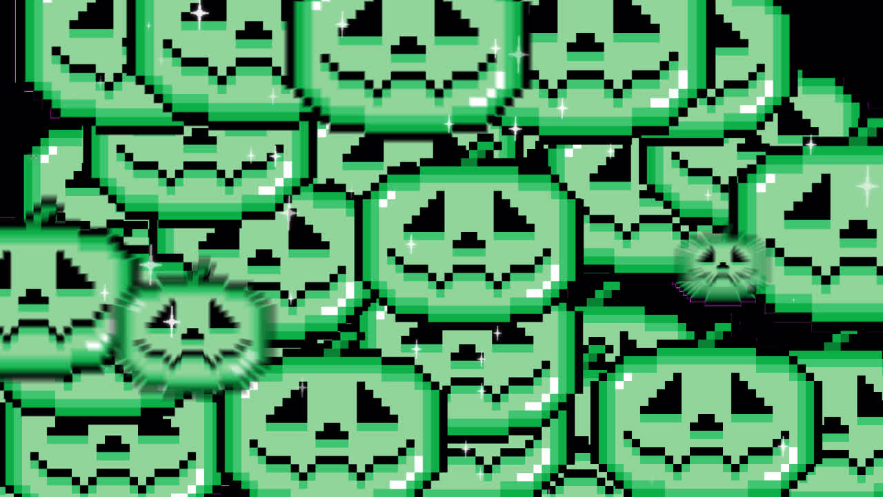 Pixel art pop up Halloween jack o lantern Transitions. 1080p - 30 fps - Alpha Channel (6).mov