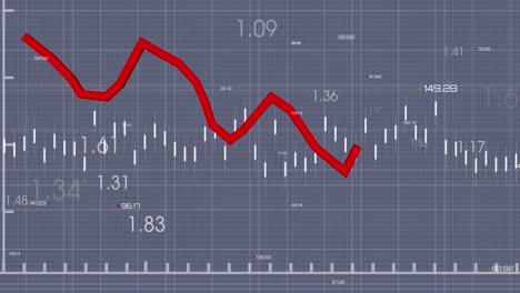 animación del procesamiento de datos estadísticos a través de la red de red contra un fondo gris