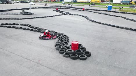 go-karting on a tire track