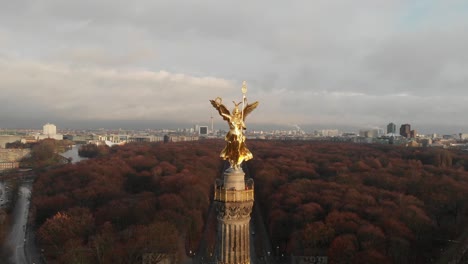 victory column großer stern, berlin close up with a drone at 4k 24fps in a beautiful afternoon of christmas in berlin germany