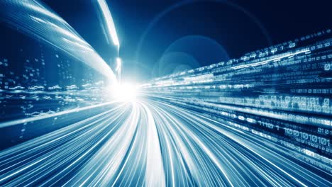 loopable video of digital data flow on road in concept of program coding