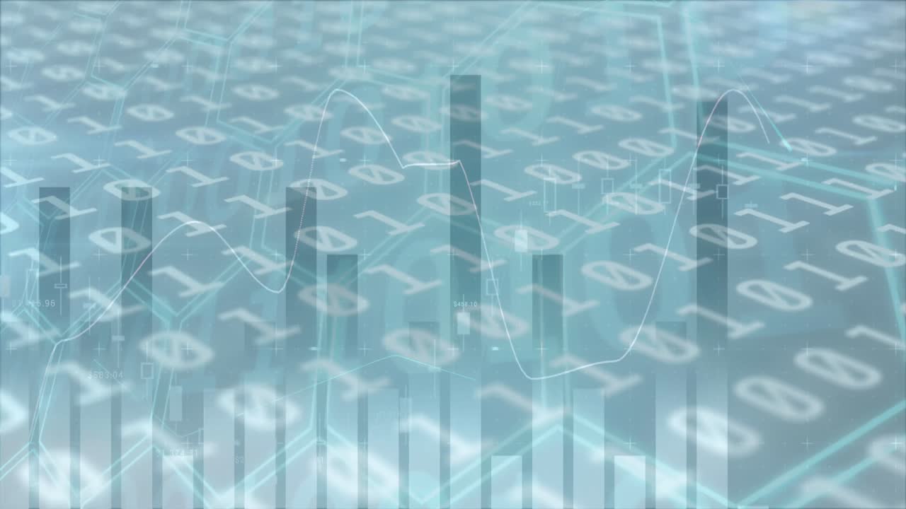 회색 배경 위에 금융 데이터 처리의 애니메이션