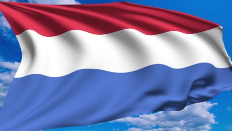 flag of netherlands against a cloudy sky (alpha channel, loopable)