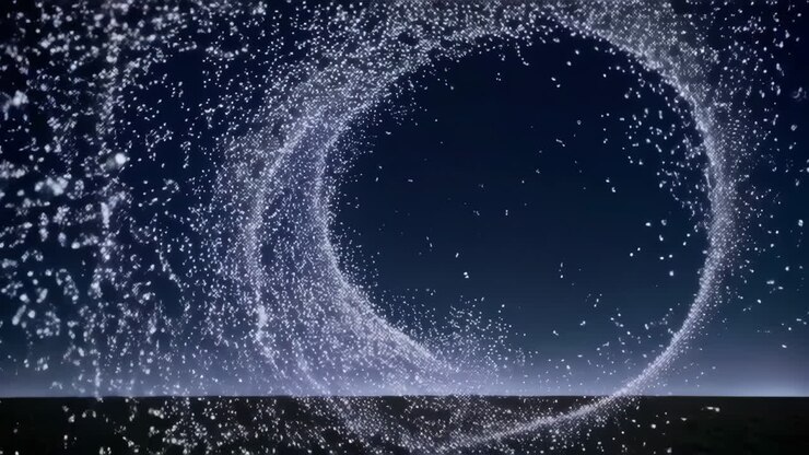 Abstract Digital Art with Particles and Circular Motion