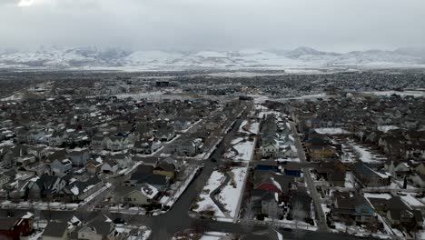 daybreak south jordan, utah mater-planned community in winter - aerial flyover