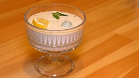 creamy lemon dip in a glass bowl