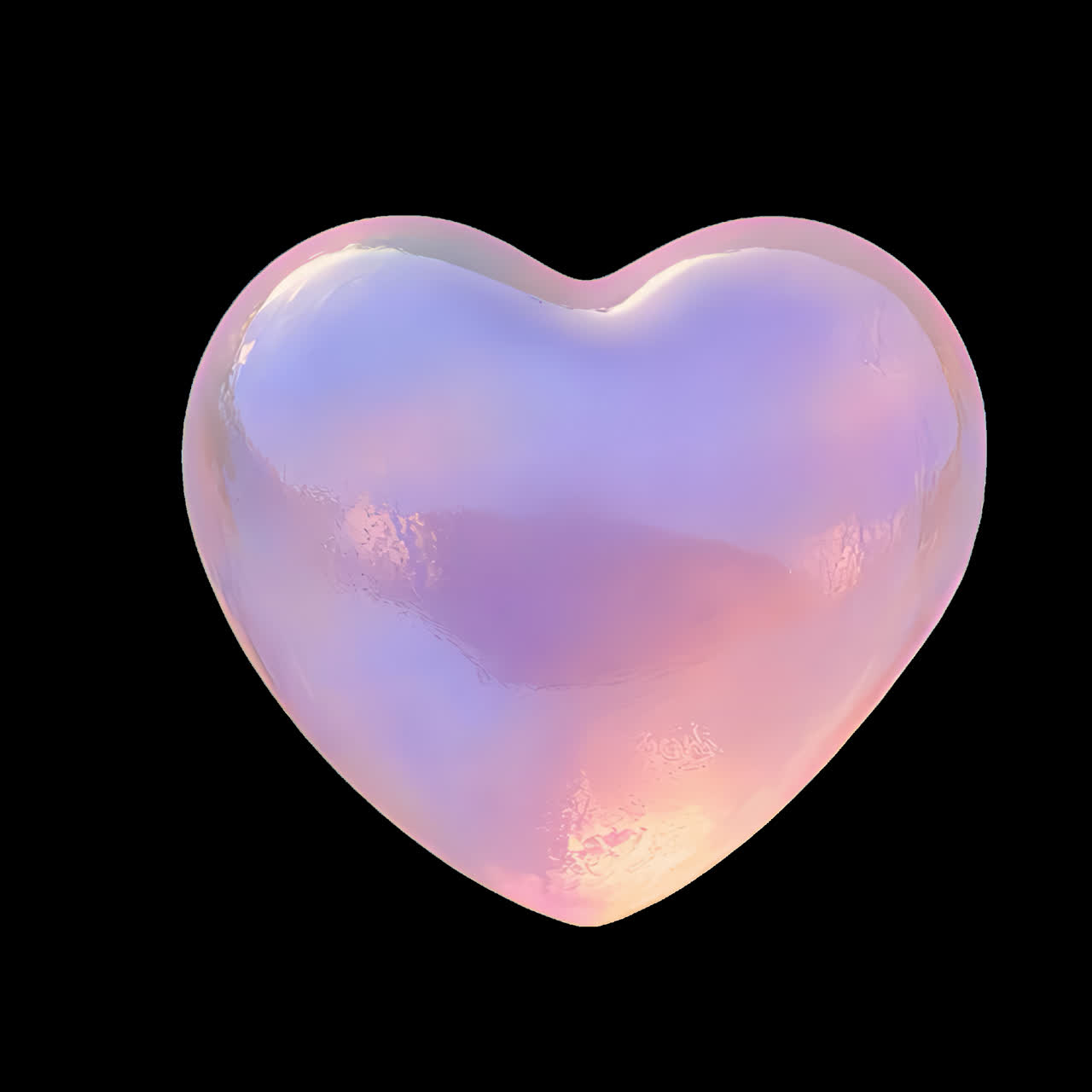 Glossy iridescent heart shape animation isolated asset, transparent 4K video, alpha channel, ProRes