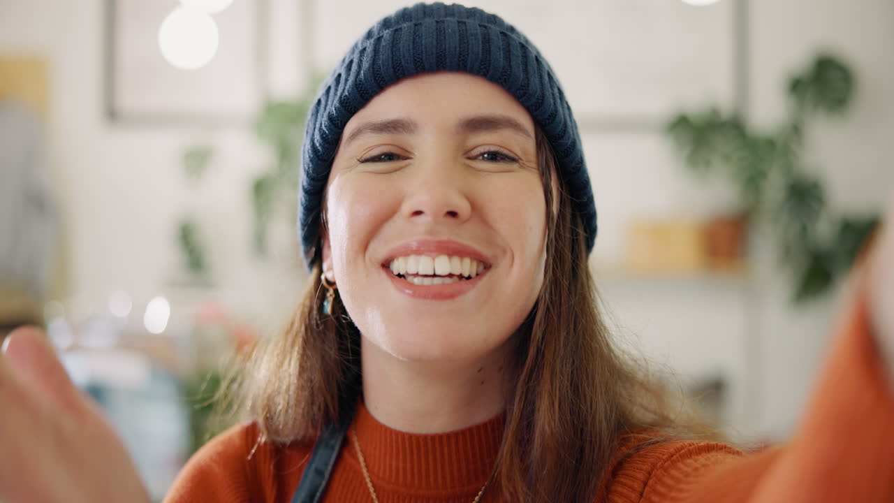 Smiling Woman Taking a Selfie