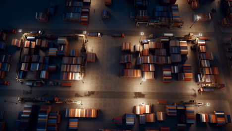 aerial view of a container terminal at night