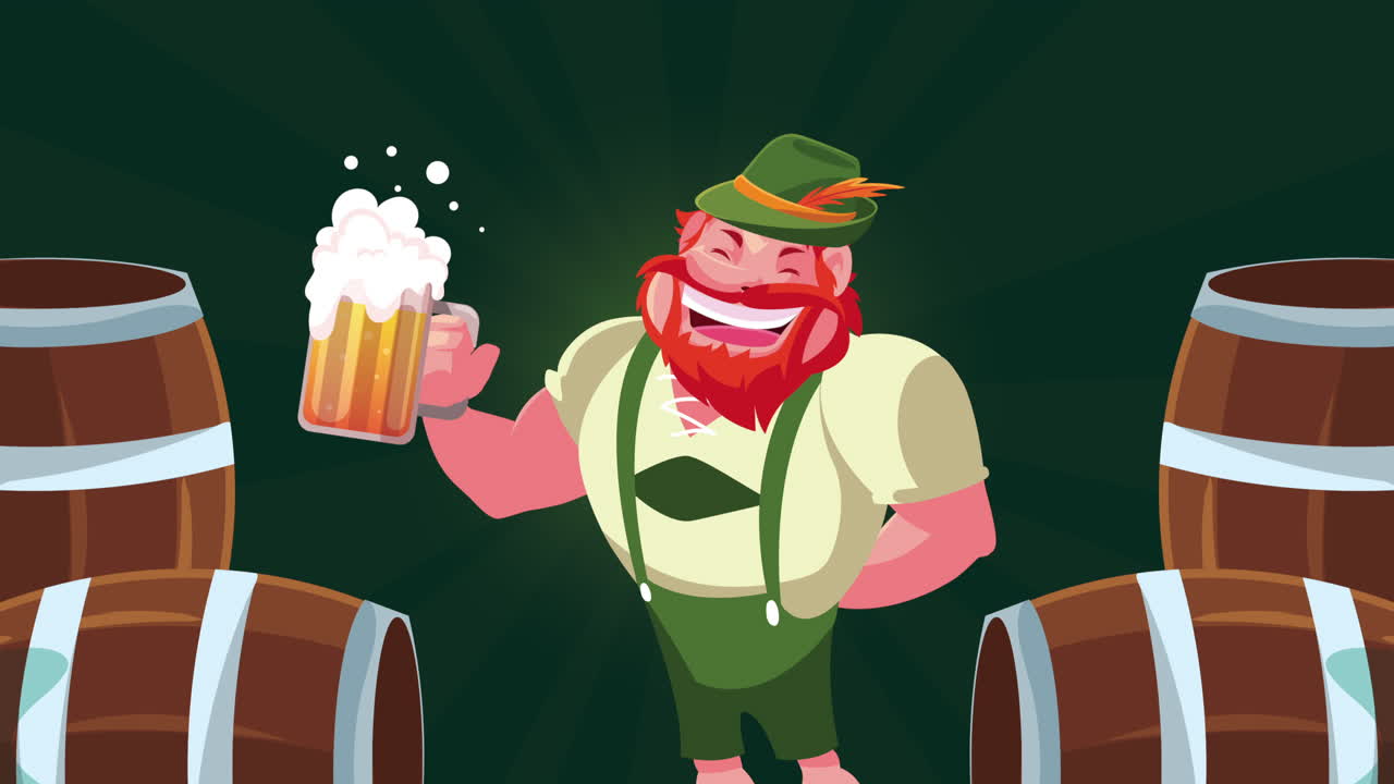 Uomo bavarese che festeggia con la birra