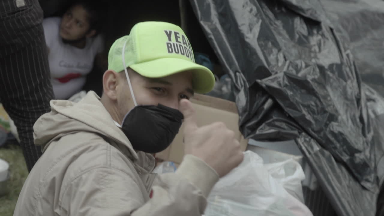 Venezuelan migrant camp in Bogota. After not being able to pay their rents, many try to go back to their country but they have to wait by the highway because of the quarantine in the city