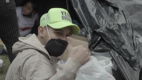 venezuelan migrant camp in bogota. after not being able to pay their rents, many try to go back to their country but they have to wait by the highway because of the quarantine in the city