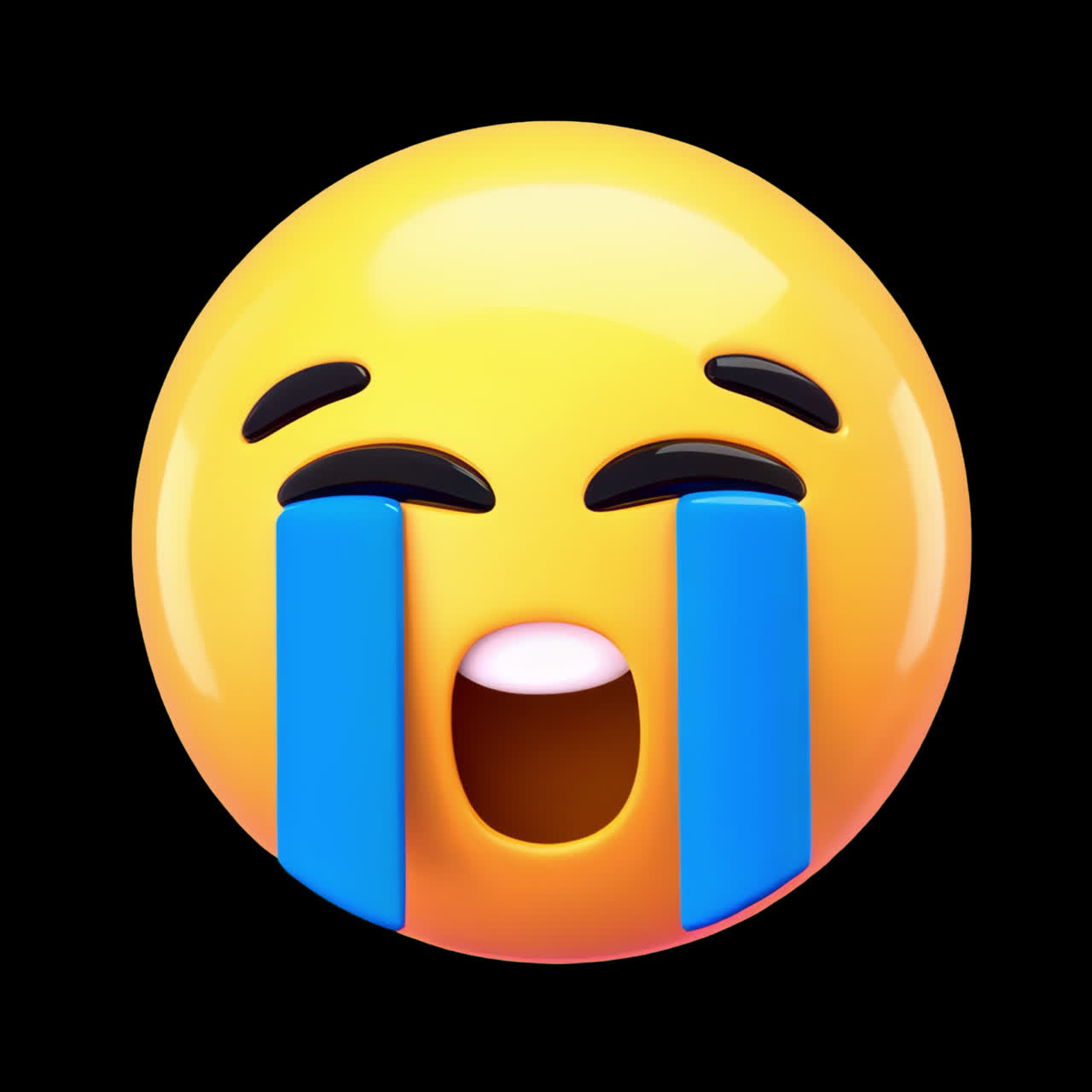 3d crying emoticon animation isolated asset, transparent 4K video, alpha channel, ProRes 4444