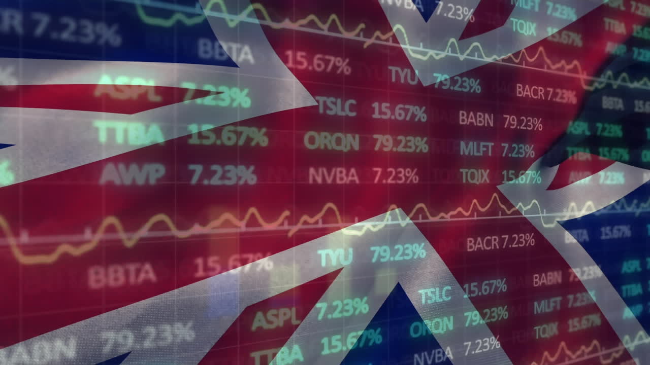 영국의 발 위에서 데이터 처리의 애니메이션.