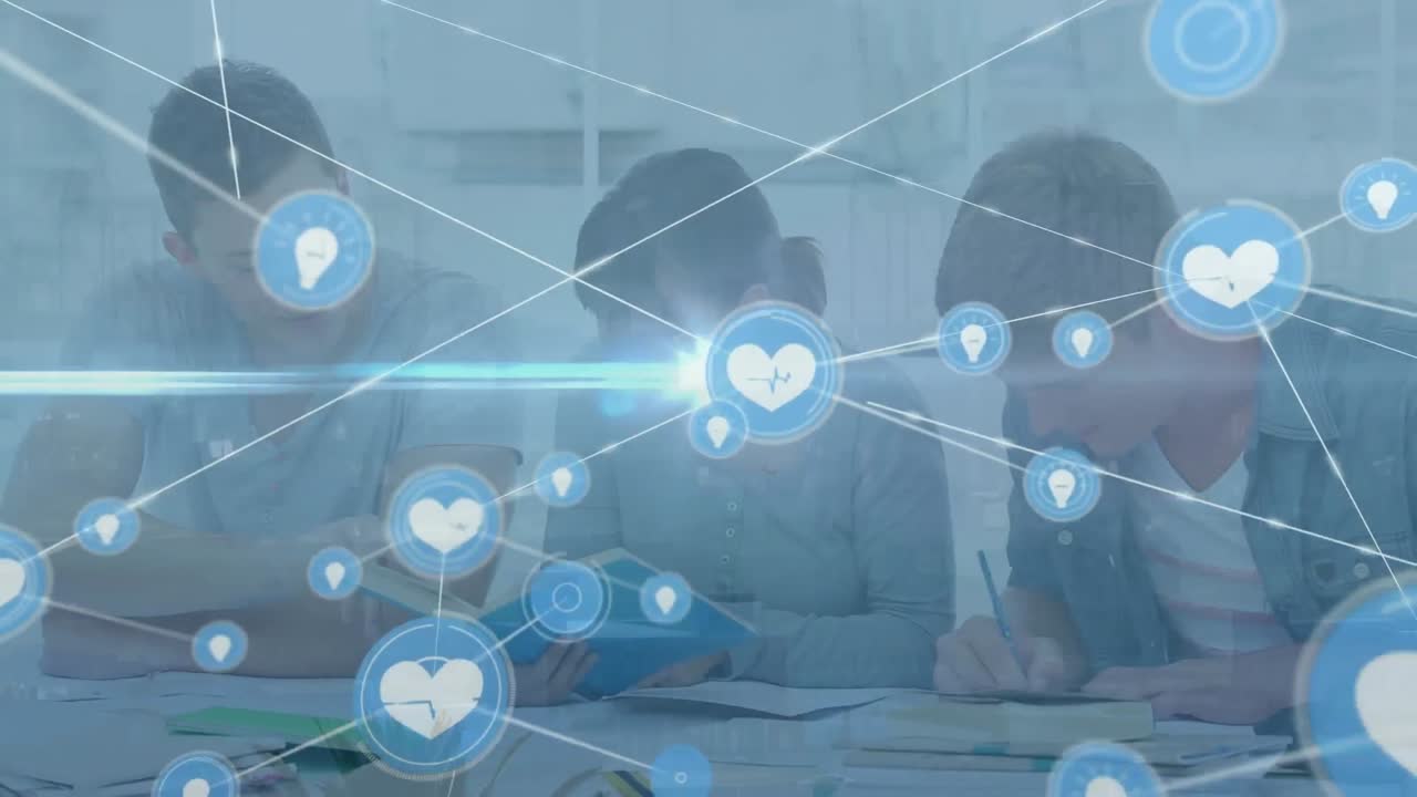 사무실에서 다양한 사업가들과의 연결 네트워크의 활성화