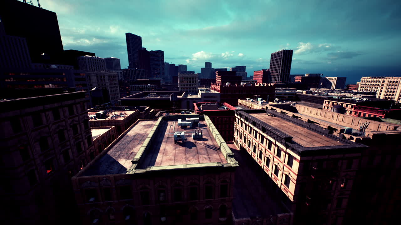 해가 지는 도시 풍경