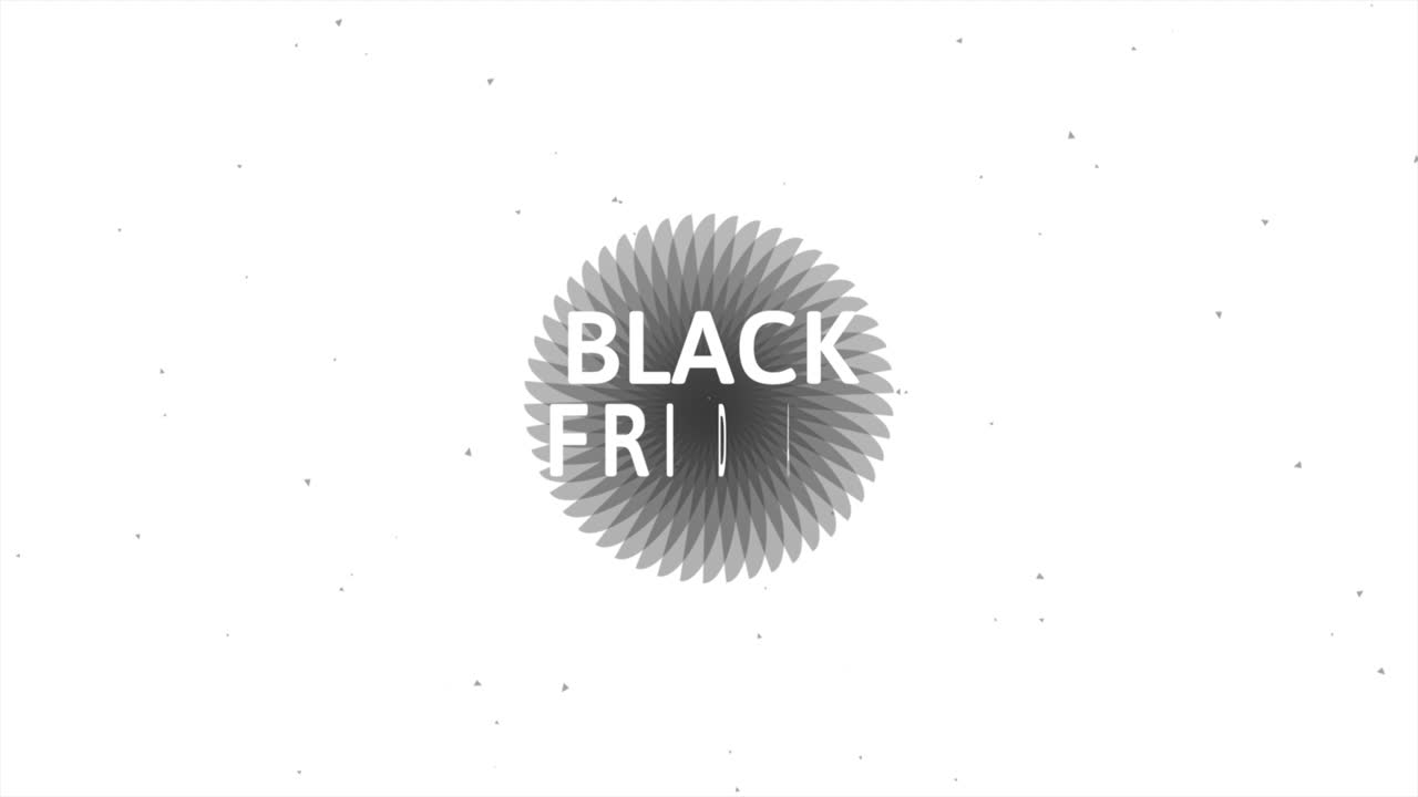 Moderne Black Friday-tekst med sort cirkel på hvid gradient