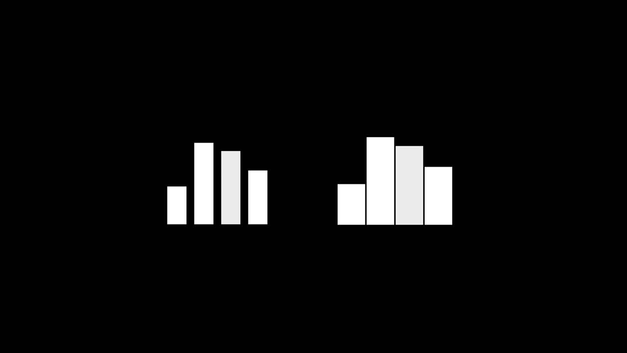 4k loop animation of rising blue bar graph on white black background graphs and charts with data