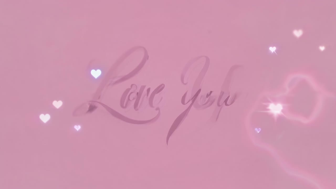 Romantic video concept with a pink, glittery background and cursive 'Love U' text