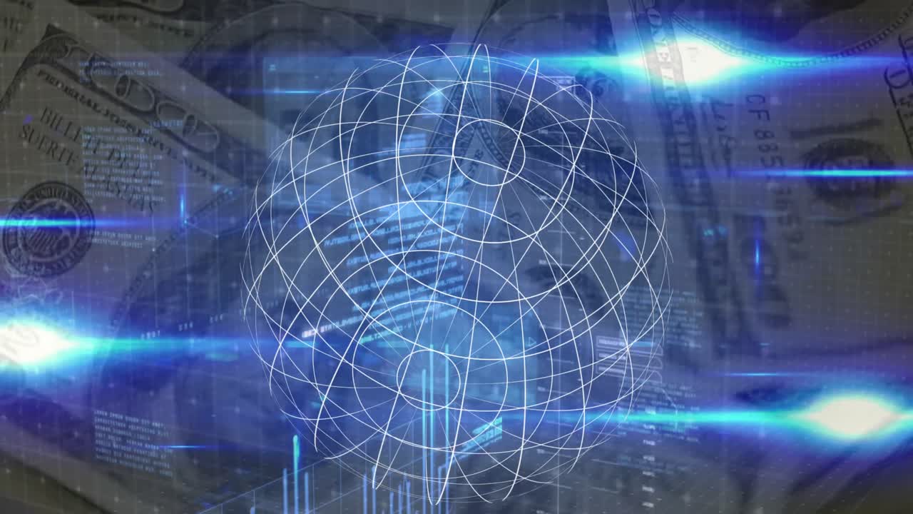 animación del procesamiento de datos sobre billetes