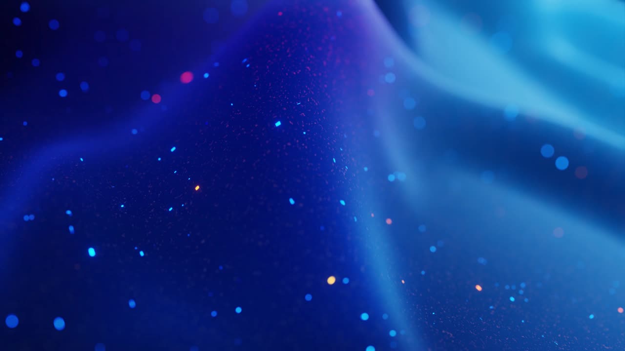 fantastical festive blue bg. Stylish abstract looped background, waves move on matt surface like landscape made of liquid blue wax with sparkles. Beautiful soft background with smooth animation 4k