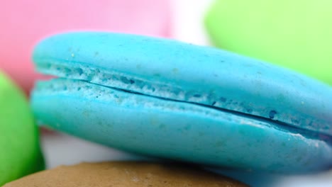 close-up of colorful macarons