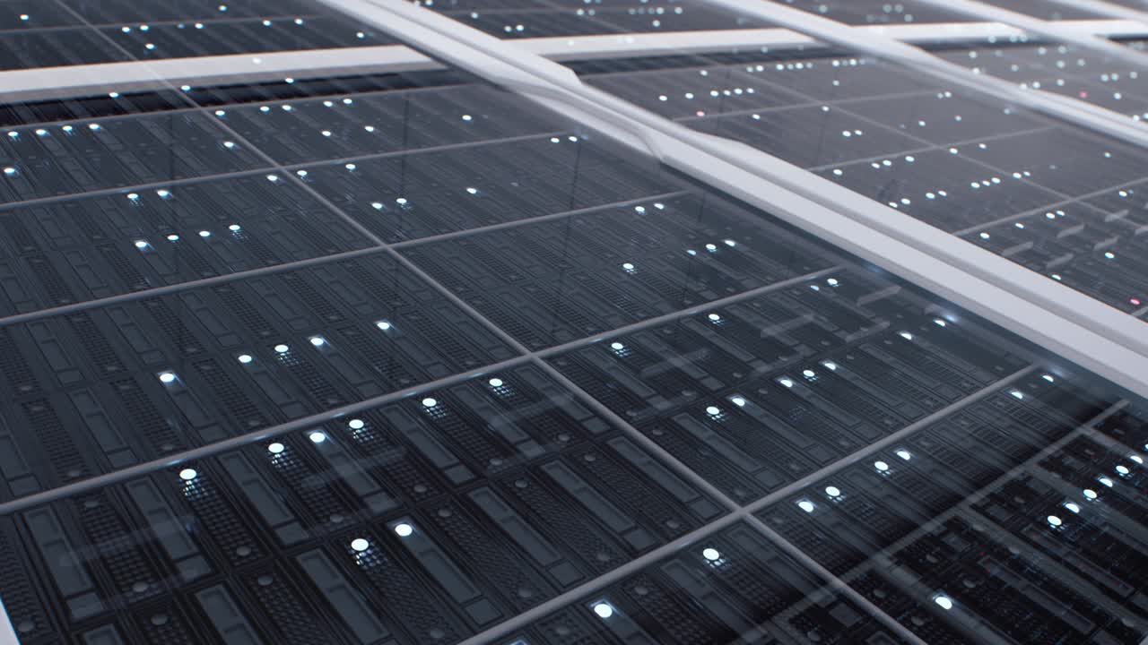 High technology background. Seamless loop of abstract blinking lights with boke.