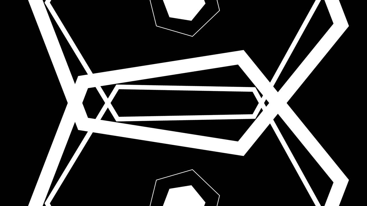 Animazione di transizione con esagoni e linee geometriche astratte
