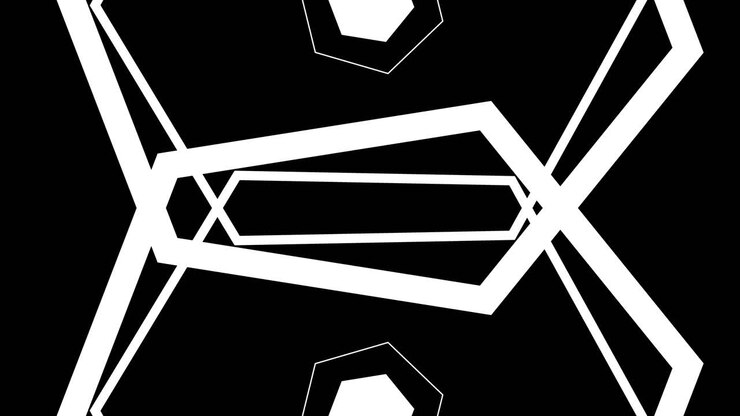 Animazione di transizione con esagoni e linee geometriche astratte