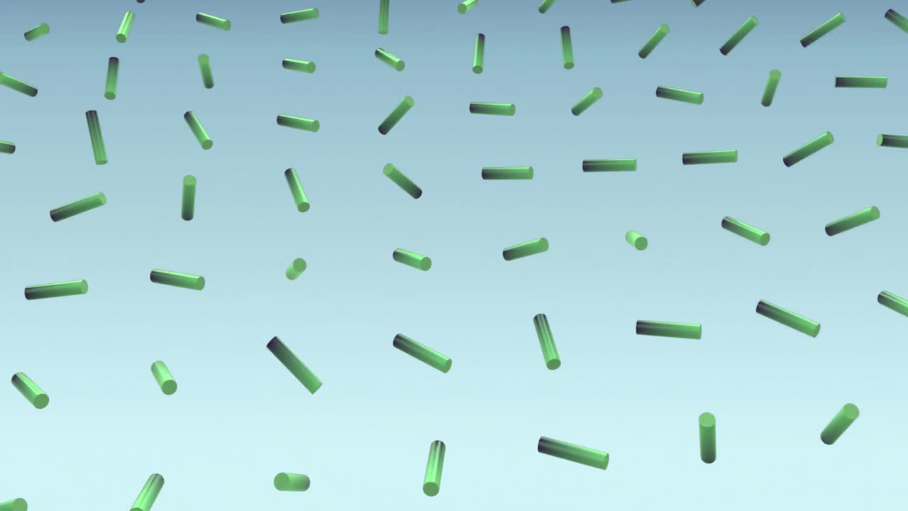 파란색 배경에서 움직이는 초록색 모양의 애니메이션