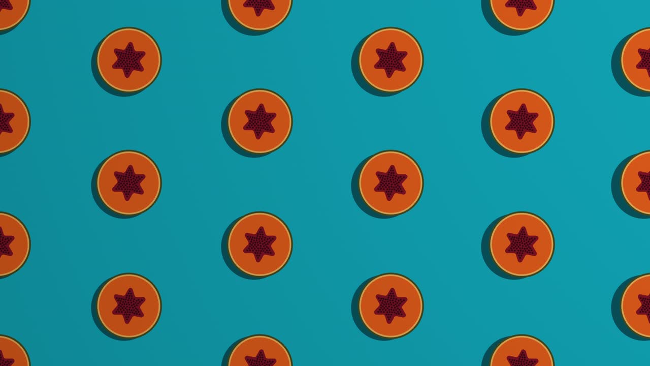 el patrón de las rebanadas de naranja giratorias sobre un fondo azul