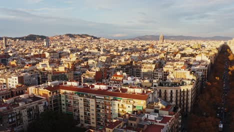 barcelona cityscape at sunset