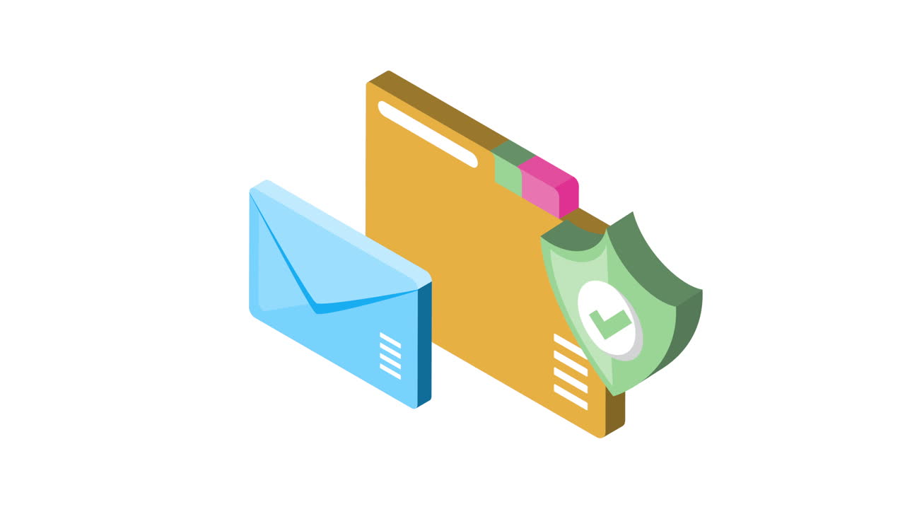 folder and envelope with shield