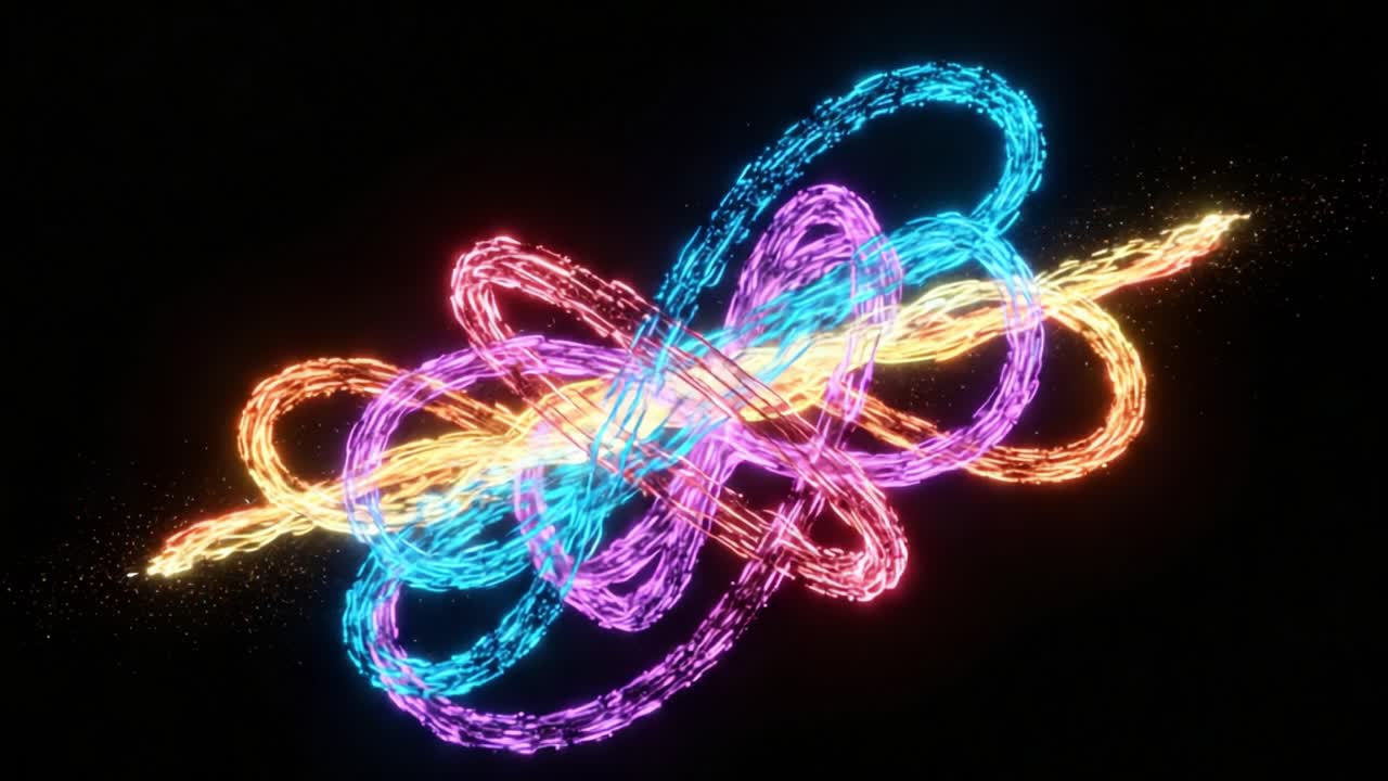 Vibrant Energy Swirls: A Captivating Display of Colorful Light Patterns Intertwined in Dynamic Motion, Creating an Engaging Visual Experience of Fluidity and Motion