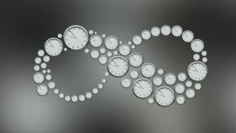 infinity symbol made from timelapse clocks