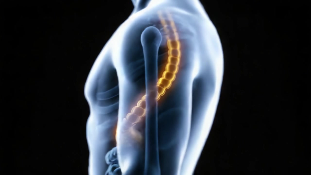 Anatomisk Oversigt over Menneskets Rygsøjle og Torsoens Komplekse Struktur Fremhævet i et Radiografisk Perspektiv