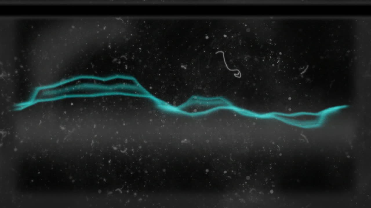 animación de una película antigua con ondas eléctricas verdes en movimiento