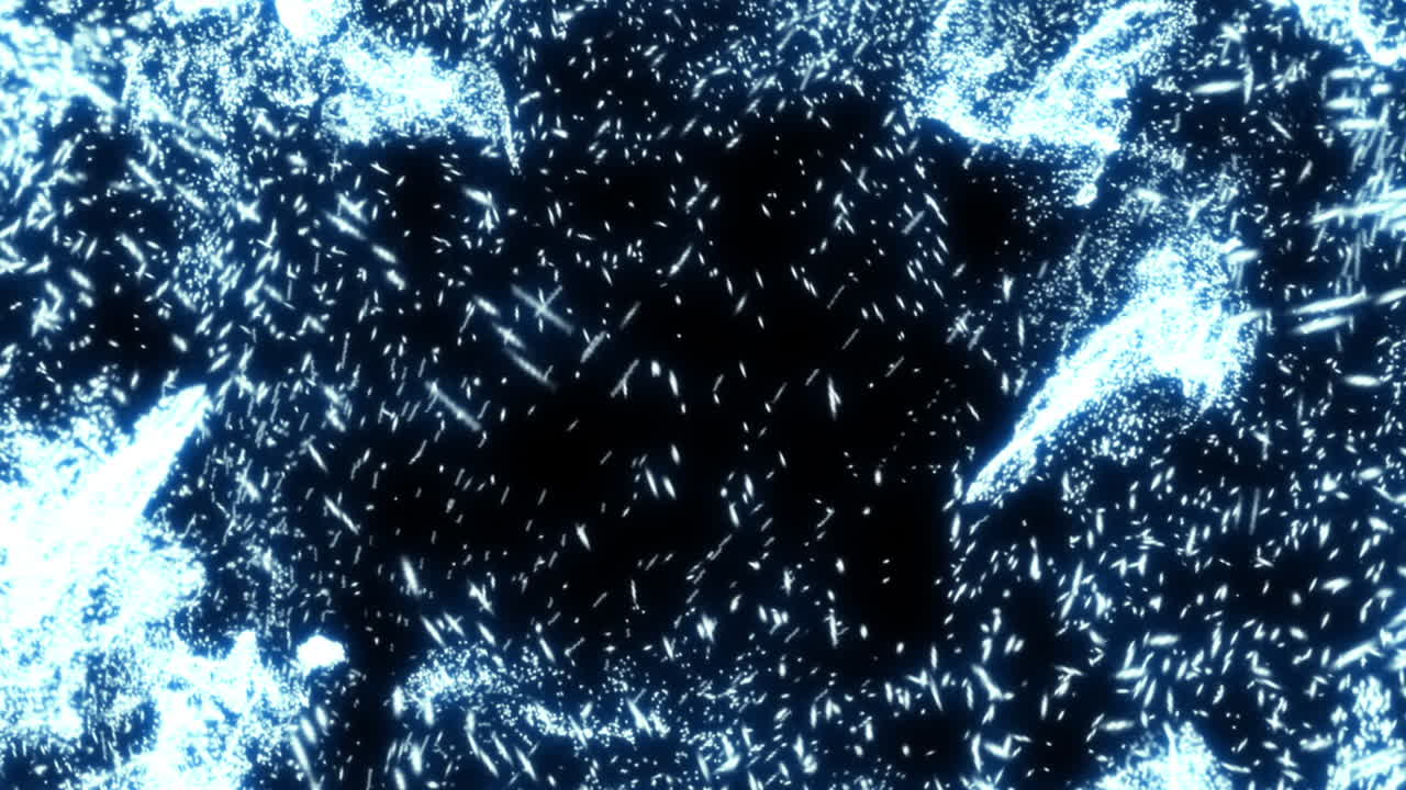 Particelle di energia blu vorticose su sfondo nero
