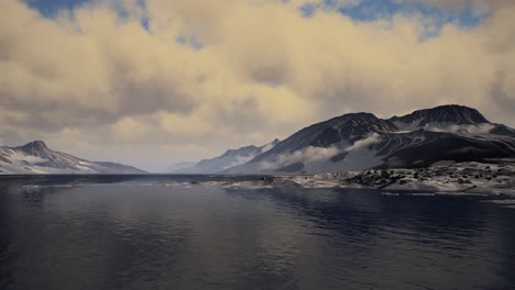 mountains covered with ice in antarctic landscape