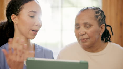 Woman,-nurse-and-patient-with-tablet