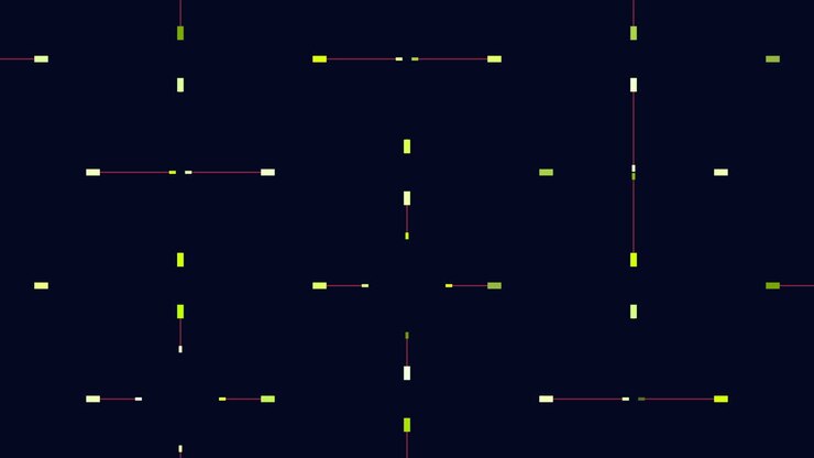 Abstract digital glitch lines and blocks on dark background, tech motion design