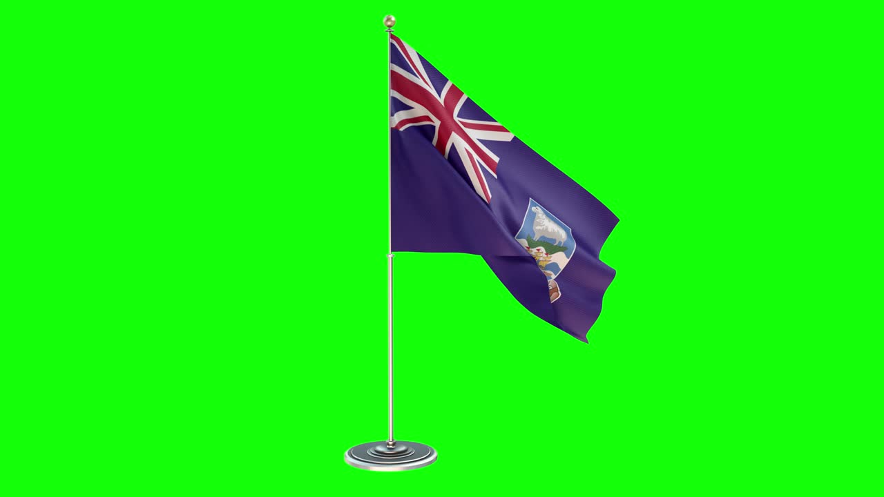 islas falkland ilustración en bucle 3d de un pequeño poste de bandera en el fondo de la llave de croma