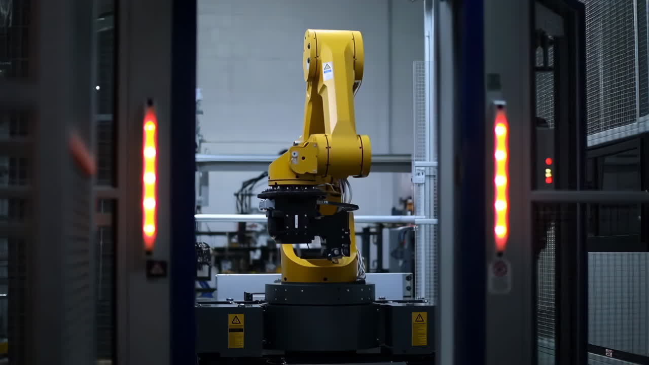 Industrial Robotic Arm in a Factory Setting