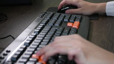 playing games on the computer, using the mouse and the keyboard