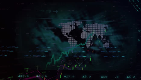 animación del procesamiento de datos financieros sobre un fondo negro