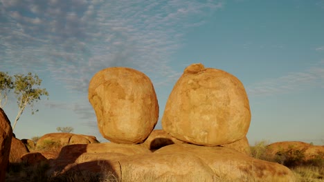 sunset shot of pair rocks at the devil's marbles