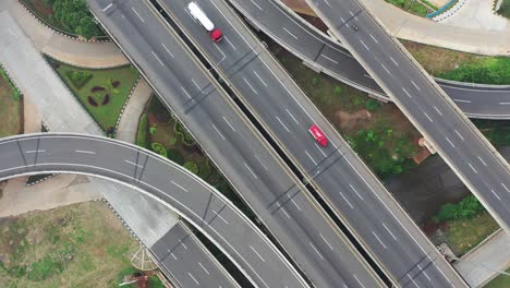 aerial view of a complex highway intersection