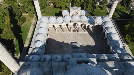 aerial view islamic suleymaniye mosque yard