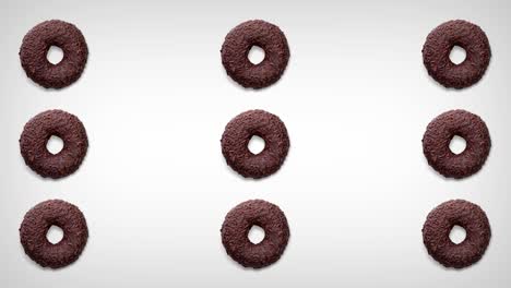 rolling donuts isolated on white background. top view