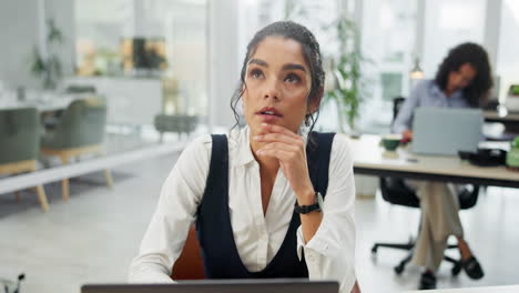 thoughtful businesswoman in office setting